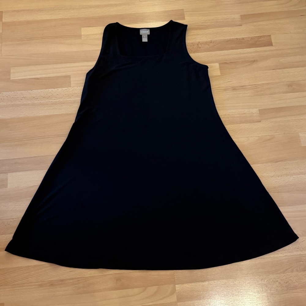 Black Sleeveless Dress with square neckline